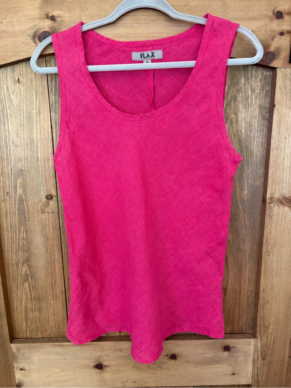 Flax Bright Pink Linen Tank - Sleeveless Scoop Neck